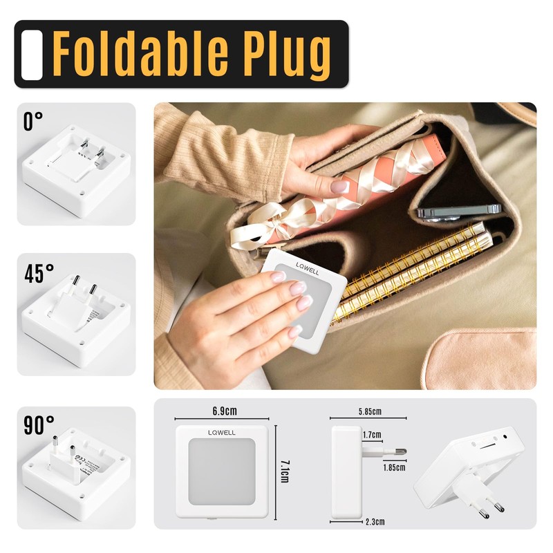 LQWELL® Night Light Socket Foldable with Twilight Sensor, Night Lamp