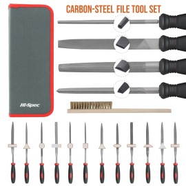 Hi-Spec 17 Piece Metal Hand & Needle File Tool Kit Set. Large & Small Mini T12 Carbon...