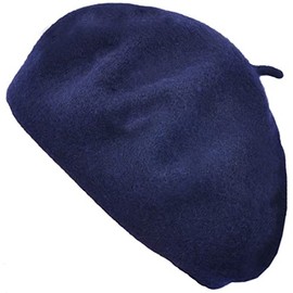 Beret Hat Plain Womens or Girls Caps French Autumn Winter Cap Woolly Hats (Navy Blue)