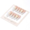 BQZQPAMZ Green Gradient Long Almond Fake Nails Yellow Flower Press