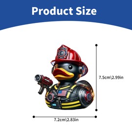 YOUNEEDFUL Unique Traffic Police & Firefighter Memorial Duck Figurines, Hand-Painted Resin Collectible Duck Ornaments, Novelty Home Decor & Display Gifts (Firefighter)