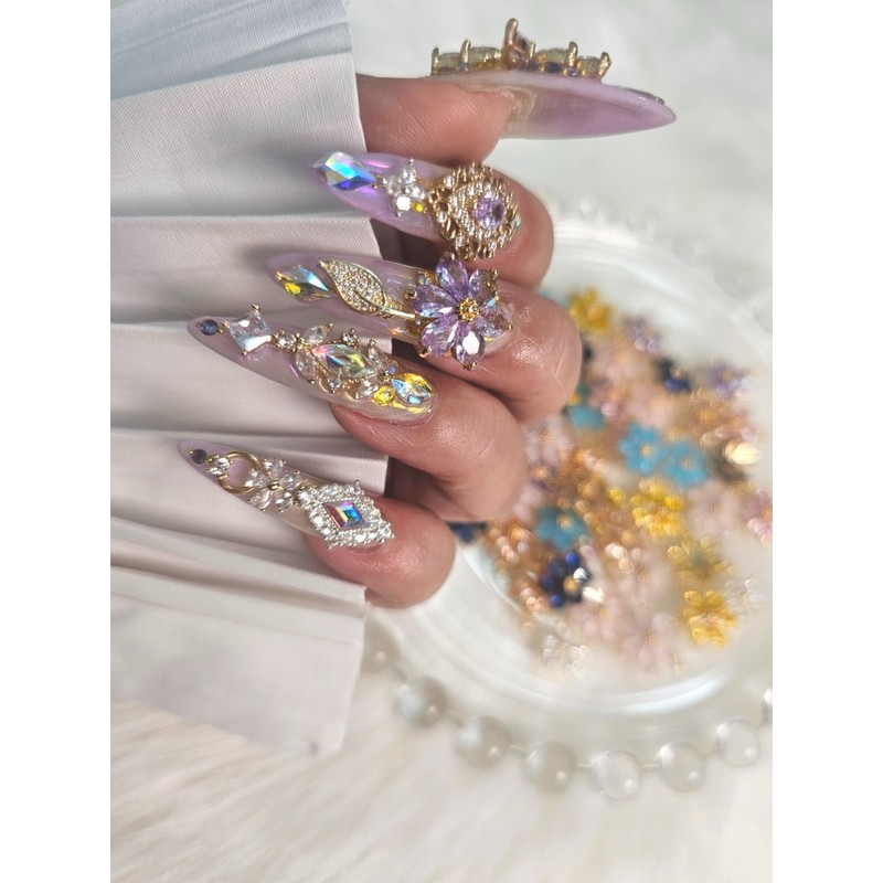 ❣️Yellow flower, purple flower, high quality handmade nail tip ✨