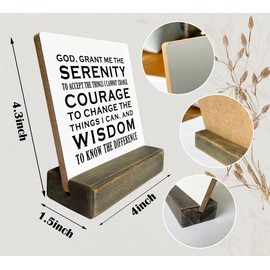 Christian Quote Wood Plaque Gift, Serenity Prayer Religious Gift Sign, God Grant Me The Serenity, Plaque with Wooden Stand, Wood Sign Plaque Gift, Bible Verse Gift Wood Sign, Christian Home Décor