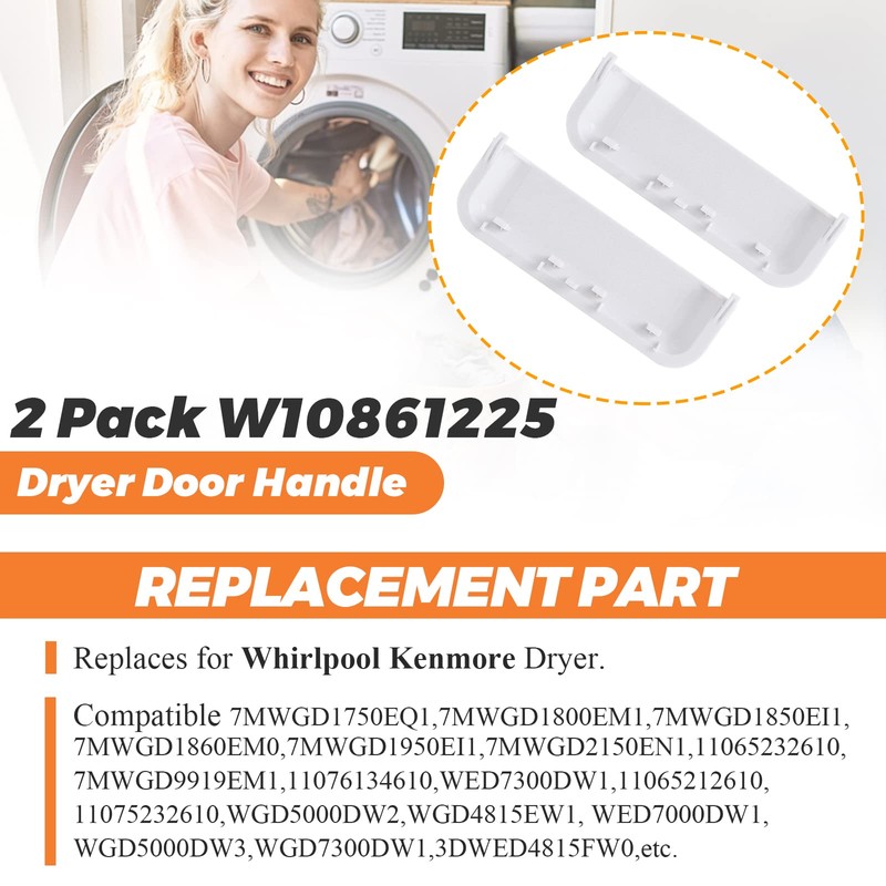 Beaquicy W10861225 W10714516 Dryer Door Handle - Pack of 2