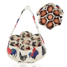 Egg Bags, Mini Egg Collecting Basket with 7 Pouches, Gathering Basket for Farmhouse Chicken Hen Duck Goose, Egg Holder Housewife Garden Transporting Storage, Canvas Egg Bags for Fresh Eggs