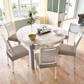 Fuloon Dining Chair Covers, Removable Washable Anti-Dust Chair Seat Protector Slipcovers Set of 4, Khaki
