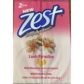 Zest 2-Bar Soap Lush Paradise 3.2 Oz Each Total 2 Bars