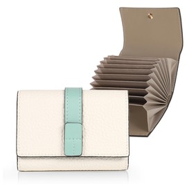LASIEM Card Case, 12 Colors x Bicolor to Choose From, Women's Card Holder, Skimming Prevention, Large Capacity, Genuine Leather, Compact, Credit Card Case