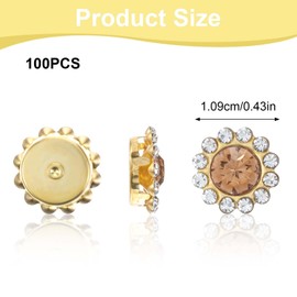 Ymapinc 100Pcs Sew on Rhinestones for Clothes, Colorful Beads Jewels for Crafts Bedazzling Gems Stone Embroidery Crystals Glass - 12mm with Metal Base Diamonds for Shoes Earrings Belts Crafts Decor