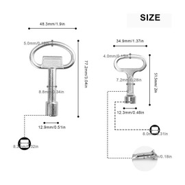 SRJQXH 6 pieces square keys, all-purpose keys, square key 8 mm, key gas meter, suitable for electric cabinets, control cabinets and network cabinets