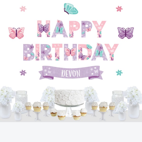 Big Dot of Happiness Personalized Beautiful Butterfly - Custom Peel