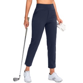 YYV Women's Golf Pants Stretch Work Ankle Pants High Waist Dress Pants with Pockets for Yoga Business Travel Casual(Navy XX-Large)
