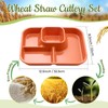 Pinkunn 8 Pcs 10'' Divided Plates Unbreakable Wheat Straw Dinnerware