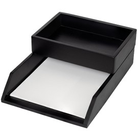 Demigo Desk Organizer Letter Tray Set of 2, Acacia Wood Tabletop Desktop for Storage Paper Letter Folders Notebooks Copy Print, Workspace Holder, Keep Stationery Saver (Black)