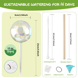 Vividaire 13oz Up to 2 Weeks Large Plant Watering Globes - Self Watering Bulbs and Planter Insert for Indoor & Outdoor Plants, Glass Water Globes Automatic While Away (4 Pack)