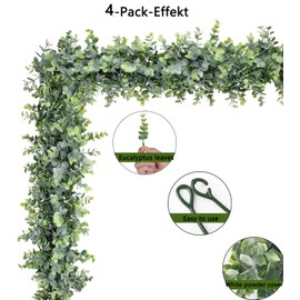 Eucalyptus Garland 2 Pack 12 Ft Eucalyptus Leaf Wreath Fake Leaves Vine Green Garland for Wedding Background Arch Wall Decor Indoor Outdoor Table Decoration