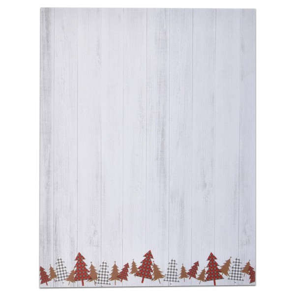 Christmas Stationery Paper Letterhead Sheets 100 Pack Holiday Xmas Winter Rustic Wood Trees Design For Writing Letters Computer Office Notes Wedding Invitations & Printing Supplies Size 8.5" X 11"