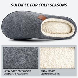 BHFRGAS Mens Slippers Comfy Slippers Men Warm Memory Foam Slippers for Men Anti-Slip Men's Slippers Winter House Bathroom Home Slippers for Outdoor&Indoor，Grey 8-9 UK