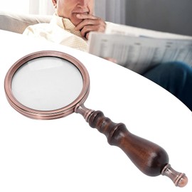 ZJchao Lupa de Mano Antigua, 10X Lupa de Lectura Retro Hecha de Metal con Mango de Madera para Ancianos, Afición, Artesanía, Relojero