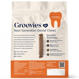 Groovies Original Dog Dental Chew 12oz Large (12 Chews)
