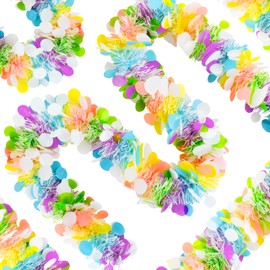 50FT Easter Tinsel Garland, Colorful Egg Tinsel Garland with Confetti, Twist Streamers for Tree Door Stairs Mantel Decoration, Hanging Oranment Party Supplies Outdoor Indoor Home Decor