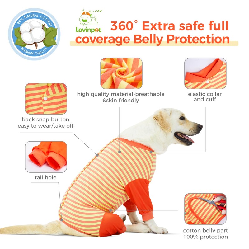 LovinPet Dog Recovery Bodysuit, Full Body Wound Protection for Large