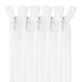 MARARDI [Pack 5] Invisible Zippers [White] Nylon [50 cm] Sewing and Crafts for Clothes, Fabric, Bags, Cases Tape for Machine Sewing, Patchwork, Cotton with Metal Closure