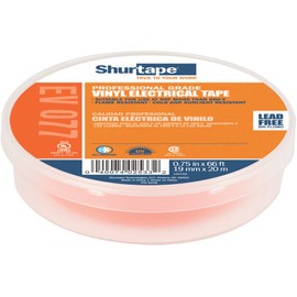 Shurtape EV 77 Professional Grade, All-Weather Color Vinyl Electrical Tape, UL Listed/CSA Approved, 7.0 Mil, Orange, 3/4 Inch x 66 Feet, 1 Roll (104703)