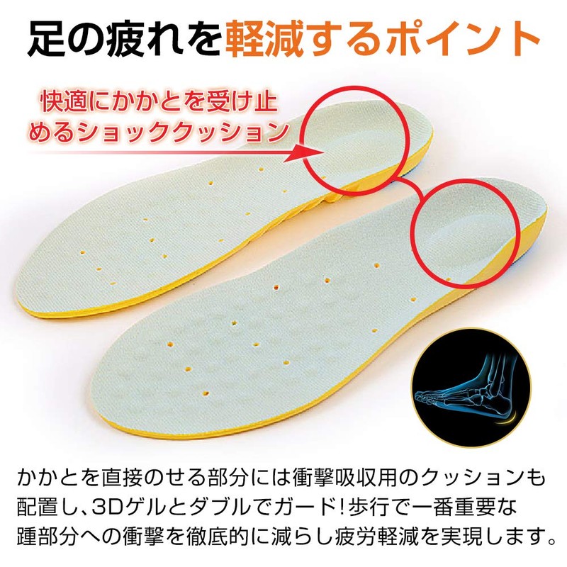 Insoles, 2 Pairs, 4 Pieces, Anti-Fatigue, Shock Absorption, Gel Insole,