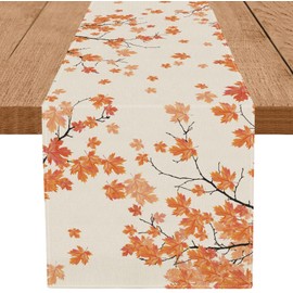 Fall Table Runner Maple Leaf Autumn Harvest Thanksgiving Runners Farmhouse Holiday Kitchen Dining Table Decorations 13 x 72 Inch