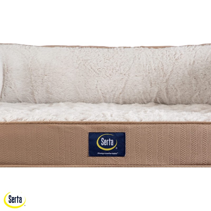 Serta Orthopedic Quilted Couch Dog Bed for Pets – Desert