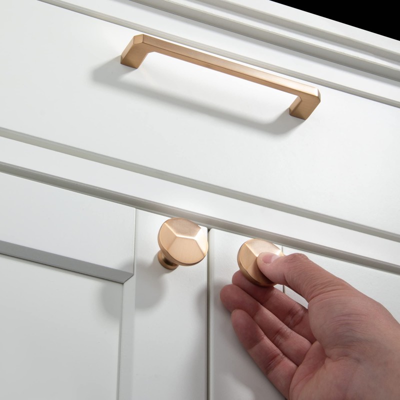 TUNNY 10 Pack Modern Cabinet Handles-3.8"/96mm Screw Spacing Matte Champagne