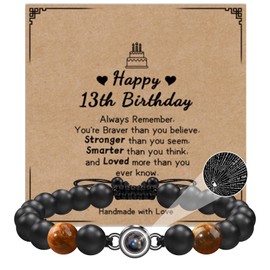 CheersLife 13th Birthday Gifts for Boys, 13 Year Old Birthday Bracelet for Boys with I Love You Projection 13th Birthday Presents for Son Grandson Nephew Brother Friend Teen Age 13 with Birthday Card