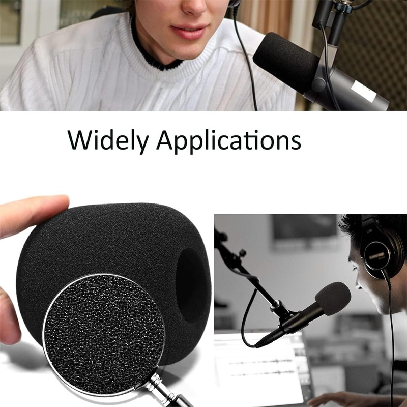 6 PCS Microphone Windscreen Black Foam Handheld Cover, Mic Covers