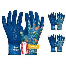 Gebol Little Helpers 2 Pairs of Children's Work Gloves, Space, Gardening Gloves for Little Explorers, Non-Slip & Skin-Friendly, Washable Recycled Material, Size 3