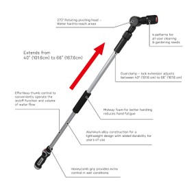 Eden 94625 Pro Metal 4-Pattern Thumb-Control Turbo Extension Watering Wand