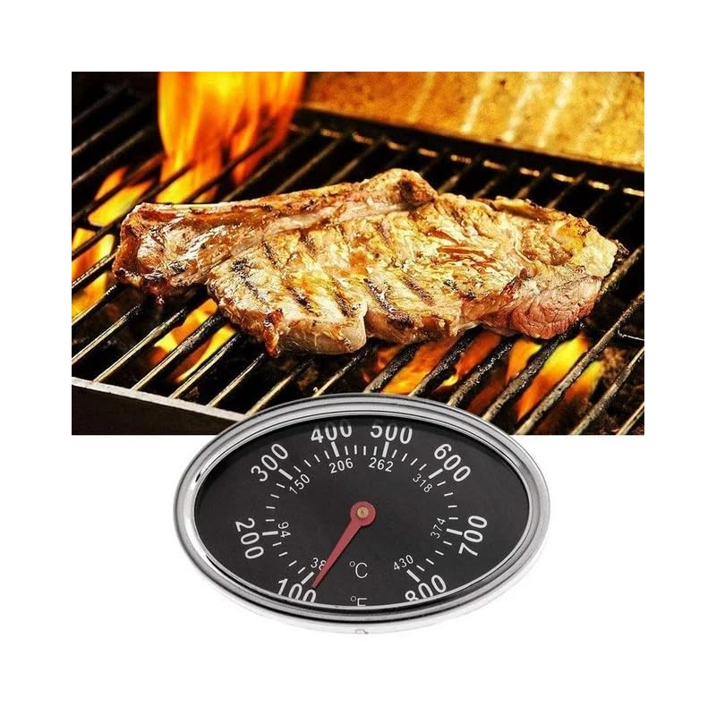 Black Grill Lid Thermometer Heat Indicator Replacement for Grill Master