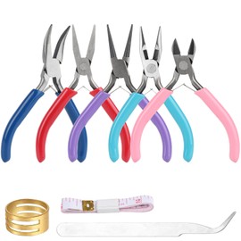 5 Piece Jewellery Pliers Set, Pliers Set, Jewellery Round Pliers for Jewellery Making Tool, Small Needle-Nose Pliers Set, Flat Nose Pliers Set, Wire Cutter Pliers for Jewellery Repair, Model Making,