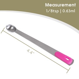 BERYLER 5PCS 1/8 Single Measuring Spoons with Silicone Handle, Small Measuring Spoon Only, Individual Tiny Measuring Spoons, Stainless Mini Measuring Spoons