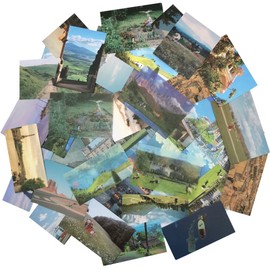 Scrapbook Washi Sticker Material Paper Pack Greenery DYI Labels Green Mountains Lawn Lake Village Palace Scenery DIY Decals for Scrapbooking Journal Planner Water Bottle Skateboard Bike Journaling