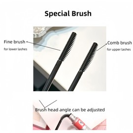 Black Mascara with Comb Brush, Waterproof Mascara for Upper and Lower Eyelashes, Lengthening, Volumizing, Smooth and curled, Long Lasting and No-Clump, Beginner-Friendly, Smudge-Proof