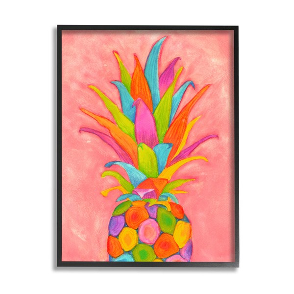 Stupell Industries Vibrant Pineapple Fruit Fun Pink Blue Yellow, Design