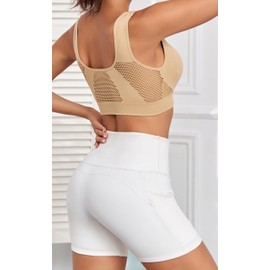 Women Nude Sports Bra Breathable No Underwire Comfortable Wireless Lift up Air Bras Brasieres para Mujer Beige 2XL