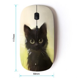 KawaiiMouse [ Optical 2.4G Wireless Mouse ] cute painting kitten cat black pet animal