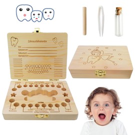 TECHEEL Wooden Milk Tooth Box, Wooden Milk Teeth Box, Tooth Box for Milk Teeth, Milk Teeth Box, Wooden Tooth Box, Storage Box for Preschool Child Teeth