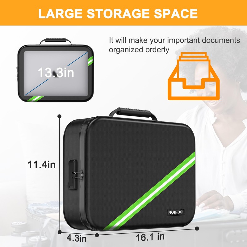 Noiposi Document Organizer with 5200℉ Heat Insulated, 16.1"x11.4"x4.3" Waterproof and