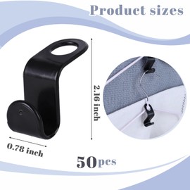 MCPINKY 50PCS Hanger Hooks, Clothes Connector Hooks Space Saving Cascading Hangers Black Closet Organizer Hanger Clips for Plastic Hangers