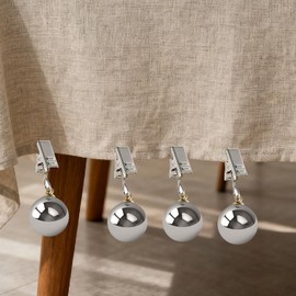 VOSSOT Tablecloth Weights Set of 4 - Metal Clips with Stainless Steel Balls for Garden, Balcony and Camping - Extra Heavy Tablecloth Weights for Outdoor, 45 g per Clip, Stable Hold in Wind