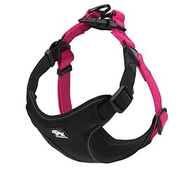 PETLAND Arnes para Perro, Pechera cómoda con Clips de Metal, Ergonómico y Seguro para Perros, Negro y Rosa, Grande