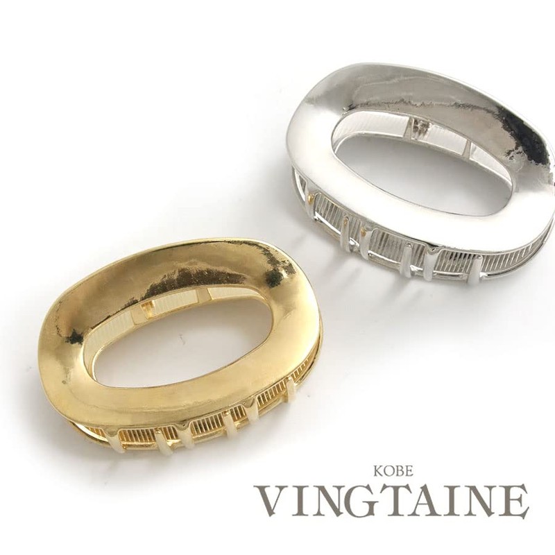 VINGTAINE H7581-G- Oval Metal Hair Claw Hollow Out Hair Clip,